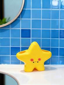 1pcs Dice Bag Tray - Cute Star-Shaped Plastic Toothbrush Holder - An Independent Bathroom Organizer Suitable For Electric And Manual Toothbrushes, Featuring A Toothpaste Storage Space, No Power Required, And A Durable Bathroom Decorative Piece - 彩色 - 查看 6