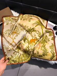1pc Elegant Floral Print 70cm Silk-Like Small Square Scarf, Women Fashion Versatile Headband, Waistband, Decoration Scarf, Suitable For Daily Wear - Multicolor - View 5