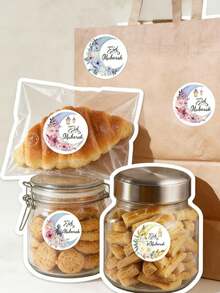 500张星月灯笼涂鸦贴纸，波西米亚风格贴纸，节日礼物贴纸，信封封口贴，防水PVC标签，圆形塑料涂层贴纸，适用于家居装饰、礼品和工艺品包装。斋月庆祝氛围派对DIY装饰，中秋节礼品包装标签。