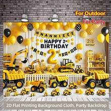 1 Happy Birthday Traffic Adventure Party Banner With Polyester Cloth Background, With Bright Balloon Fire Engines And Airplanes, Suitable For Classroom Office Photo Booth Props Home Decoration, A Variety Of Scenes To Choose From. - Multicolor - View 1