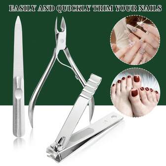 3pcs Stainless Steel Manicure Tool Set, Nail Clipper And Nail Care Tools For Easy Nail Grooming