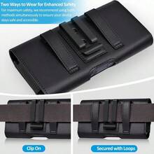 CSFunda de cuero para telefono ACCKUO con clip de cinturon de metal resistente y tarjetero compatible con iPhone 16 15 14 13 12 y Pro Galaxy S25 S24 S23 S22 S21 S20 para proteccion diaria M-Negro - Mediano+Negro - - Ver 5