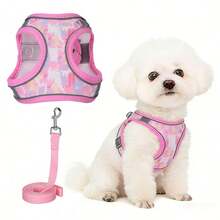 Arnés de pecho reflectante y transpirable anti-escape, adecuado para mascotas medianas y pequeñas - Rosa Fucsia - Ver 3