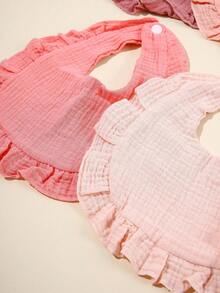 6pcs Baby Bibs With Ruffle Edges, Suitable For Daily Wear