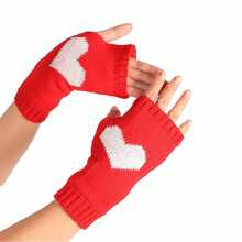 Mrotrida Women's Punk Fingerless Glove Cosplay Ripped Gloves For Halloween Costume Party 1Pair,HeartRed - HatiMerah - View 3