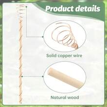 6pcs, 12-Inch Copper Plant Support Stakes, Long Copper Garden Trellises, Copper Coil Antenna For Hydroponics, Suitable For Garden Planting - Multicolor - View 2