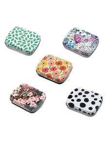 1pc Vintage Metal Tin Box, Retro Hinge Mini Box, Small Candy Box, Portable Tin Can, Outdoor Travel Supplies, Home Organization - Multicolor - View 6