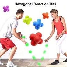 6pcs Hexagon Reaction Ball For Agility Training, Suitable For Basketball, Football, Adults Coordination & Fitness - Multicolor - View 1