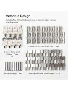106pcs Metal Shelf Pins Kit, Nickel-Plated Support Pegs, 4 Styles, 5mm & 1/4 Inch, For Bookshelves, Cabinets, Kitchen Furniture & Closets