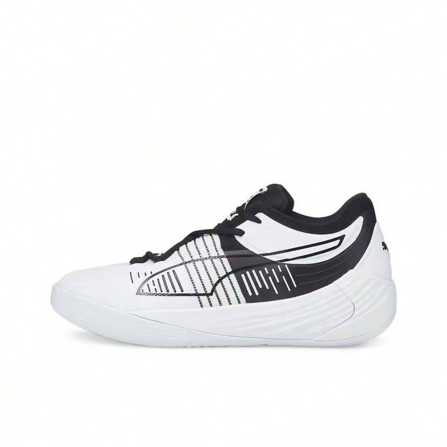 Giày bóng rổ cổ thấp PUMA Fusion Nitro mũi tròn, buộc dây, chất liệu vải mềm mại, chống trượt, bền bỉ, nhẹ, công nghệ Nitro Foam dành cho nam. - trắng đen - Xem 1