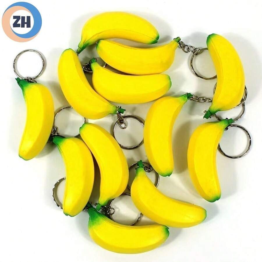 Colgante de Llavero Mini Creativo de Plátano Simulado de Frutas - Accesorio Lindo y Divertido - Amarillo - Ver 1