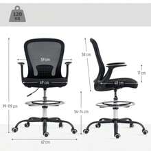 Height-Adjustable Office Chair With Adjustable Footrest And Lumbar Support, 62 X 59 X 119 Cm, Black - Black - View 3