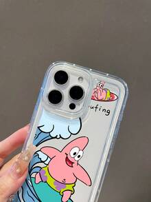 SpongeBob SquarePants 1pc Cartoon Funny Surfing Ocean Pattern Perforated Shockproof Phone Case Cover, Compatible With Samsung/Compatible With IPhone 17/16/15/14/13/12/11 Pro Max/12 Pro/14 Plus And Other Models - Multicolor - View 6