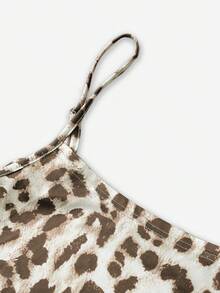 Sexy Leopard Print Spaghetti Strap Bodycon Dress, Backless Design, Clubwear, Maxi Length Bodycon Skirt, Y2K Vintage Leopard Print Spaghetti Strap Dress, Backless Long Dress, Fitted Elastic, Fishtail Hem, Model Same Style, Summer Vacation, Backless Dress, Leopard Print Backless Dress, Summer Beach Vacation, Spaghetti Strap Design, Sexy Fitted, Elegant, Date Night Formal Gown - Rust Brown - View 4