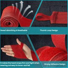 1 Pair 98.4 Inch Boxing Hand Wraps, Boxing Bandages, Sports Hand Wraps Men & Women, Suitable Martial Arts, Boxing,, Taekwondo, Muay Thai - 彩色 - 查看 6
