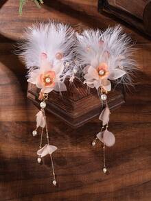 2pcs Pearl Tassel Bridal Hair Clip Hairpin Headpiece - 9577 - View 3