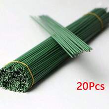 20 قطعة/60 قطعة/100 قطعة سيقان أزهار اصطناعية من سلك الحديد، متينة للغاية، سهلة التشكيل بأشكال مختلفة، مناسبة لصنع باقات الأزهار DIY، ديكورات الورود المحفوظة، النباتات الاصطناعية - أخضر - مشاهدة 11