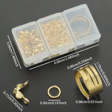 381pcs/Box DIY Jewelry Findings Set, Includes 80pcs Clasps, 300pcs Jump Rings, And 1pc Ring Sizer, Suitable For Jewelry Making Accessories, Bracelet Necklace Connectors, Earring Hooks, Double-Headed Snap Hooks, Fold-Over Crimp Beads, Single Open Connector Rings, O-Rings, Jump Rings, Anklet Connectors, Beading Rings, Closed Rings, Compatible With Lobster Clasps And Other Jewelry Making Supplies