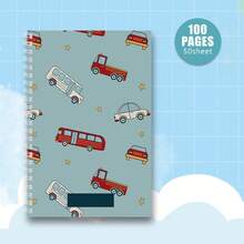 60 Pages Creative Bus Car Themed Spiral Notebook, Cartoon Pattern Student Memo Pad, Office Worker Commute Diary, Car Enthusiast Collectible Gift - Multicolor - View 7