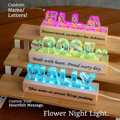 Đèn LED khắc tên hoa theo yêu cầu: Đèn ngủ cá nhân hóa, quà tặng cho mẹ. Đèn chữ cái khắc tên theo yêu cầu, đèn bàn chữ cái trang trí phòng trẻ em, đèn ngủ đầu giường, quà tặng cho con gái, đèn hoa, bảng tên độc đáo trang trí nhà cửa. Quà tặng kỷ niệm cá nhân hóa cho các cặp đôi, bảng Spotify bằng acrylic tùy chỉnh có đèn ngủ, quà cưới cá nhân hóa, quà Giáng sinh cho các cặp đôi, làm mới không gian nhà cửa mùa thu.