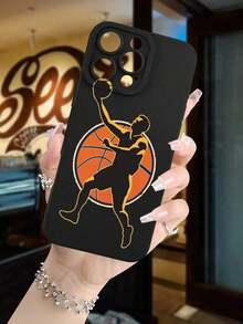 A Stylish And Simple Basketball Player Silhouette Patterned Phone Case With Raised Camera Edges And Anti Drop TPU Protective Cover, Suitable For Apple 17/16/15/14/13/12/11 Pro Max Series, Galaxy S24/S23/S22/S21 Series, A54/A53/A52/A34/A15 Series And Other Models, Suitable As A Cute Gift For Friends, Family, Lovers Or Individuals During Christmas And New Year - 3 cái - Xem 2