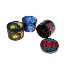 50mm 4-Layer Zinc Alloy Metal Grinder, Cartoon Sun & Tree Of Life Design, Manual Herb Grinder, Smoking Accessory - Multicolor - View 10