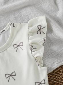 Girls Ivory White Elegant Cute Butterfly Print Princess Dress, Cap Sleeve Round Neck Dress, Spring/Summer - Beige - View 9