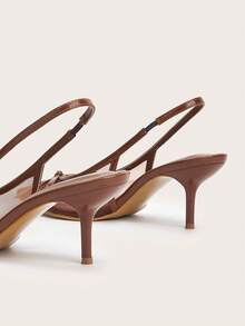 尖头网眼透气蝴蝶结踝带细高跟凉鞋，简约优雅，适合派对、宴会、办公室等场合。 - 咖啡棕 - 查看 4