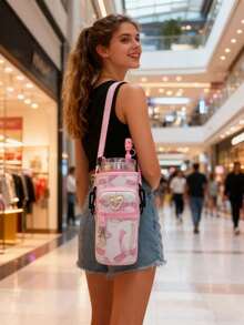 1个水壶袋/7件套运动水杯配件套装，包括30-40盎司水壶袋、心形胸针装饰、彩色吸管防尘套、3个彩色清洁刷、彩色水纹吸管