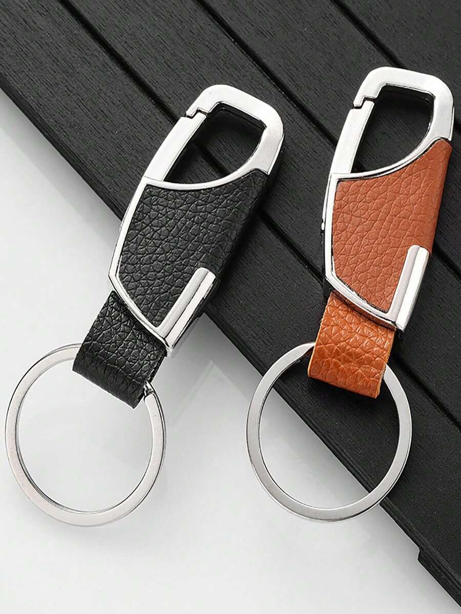 1pc Metallic Keychain For Men, Suitable For Car Key Or Belt Casual School Car Accessories Cute Goth Y2k Casual Zinc Alloy Casual Zinc Alloy  Casual    Zinc Alloy - 黑色 - 查看 1