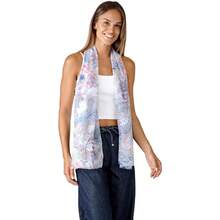 MELIFLUOS - Bufanda para mujer, ligera, de 62 x 18 pulgadas, para primavera, verano, otoño - Colección Deia - Paisley gris y azul - Ver 4