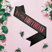 It's My Birthday Sash Black Glitter Sash With Hot Pink Foil Happy Birthday Decorations For Women Men Black Party Decorations - Multicolor - View 6