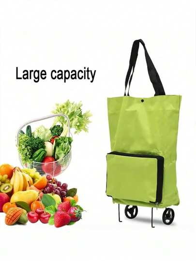 1个二合一可折叠拉杆购物袋，可折叠手提包，大容量可折叠购物袋，多功能行李收纳袋