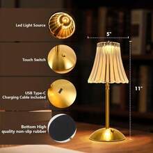 Cordless Lamp,Dimmable Crystal Table Lamp 3 Colors LED Gold Lamp,Touch Lamp Diamond Crystal Lamp, Rechargeable Small Lamp, Wireless Lamp Vintage Lamp For Bedroom Living Room Bathroom Hotel Bar - 01 - 查看 9