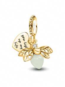 S925 Sterling Silver Glow-In-The-Dark Bee Pendant Bead, Suitable For DIY Bracelet, Women Jewelry