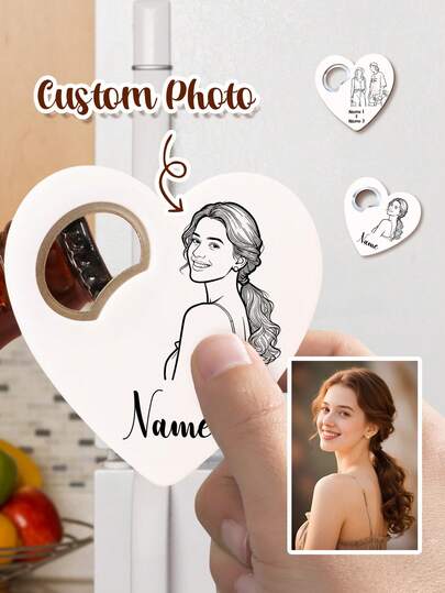 LICVIC Abrebotellas con imán de nevera personalizados con amor, imanes de nevera de boda personalizados y resistentes, imanes de nevera personalizados con nombre y foto, imanes de nevera personalizables y divertidos con foto, imanes de nevera lindos, para cumpleaños, San Valentín, aniversario, sala de estar, mujeres