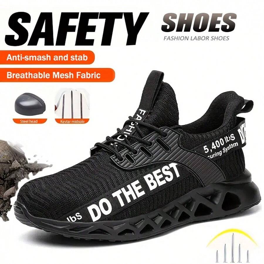 (Local Shipment) Steel Toe Black Work Shoes All-Season,Indestructible Lightweight Working Sneakers Black,Puncture-Proof & Smash-Resistant Design,Women's Work Shoes With Steel Toe Anti Smashing Anti Slip Work Shoes Women's Outdoor Sports Shoes Black,Puncture Proof Comfortable Indestructible Sneakers With Specialized Work Insole For Industry Construction Warehouse,Comfortable Work Shoe Sneakers,Steel Toe Shoes Womens Lightweight Safety Shoes Black,Unisex Steel Toe Safety Sneakers For Men And Women, Lightweight & Anti-Slip Work Trainers With Air Cushion, Lightweight Breathable Construction Industrial Work Safety Sneakers – Unisex Steel Toe Safety Sneakers For Men And Women, Lightweight & Anti-Slip Work Trainers With Air Cushion,  Fashionable All-Season Shoes For Warehouse, Outdoor, Restaurant, Delivery & Training Use - Black - View 1