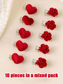 20pcs Women's Rose Hair Clips, Suitable For Valentine's Day, Parties, Gatherings, Weddings, And Daily Wear, Claw Clips, Hair Slide, Hair Barrettes Valentine's Day Accessories Gift, Head Accessories - Multicolor - View 8