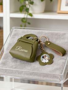 1pc Custom Name Photo Mini Handbag Keychain, Personalized Mirror Pouch With Photos And Text,PU Leather Keychain,Lovely Bag Pendant,Valentine'S Day Gifts - Multicolor - View 10