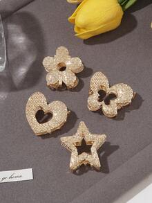 Small Size Alloy Claw Clip High Ponytail Butterfly Hair Clip, Sweet Heart Flower Clip, Five-Pointed Star Half Bun Hair Clip, Romantic Atmosphere Hair Accessory Women Hair Accessories