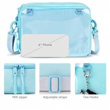 STEAMEDBUN Ita Bag Crossbody Small Ita Purse Pin Display Bag With Insert,Blue - blue - 查看 5