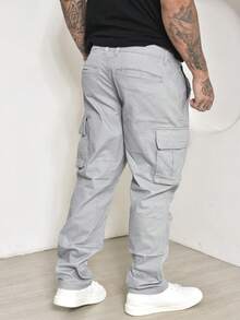 Men's Casual Cargo Pants With Multi-Pocket Design And Elastane - 淺灰色 - 查看 6
