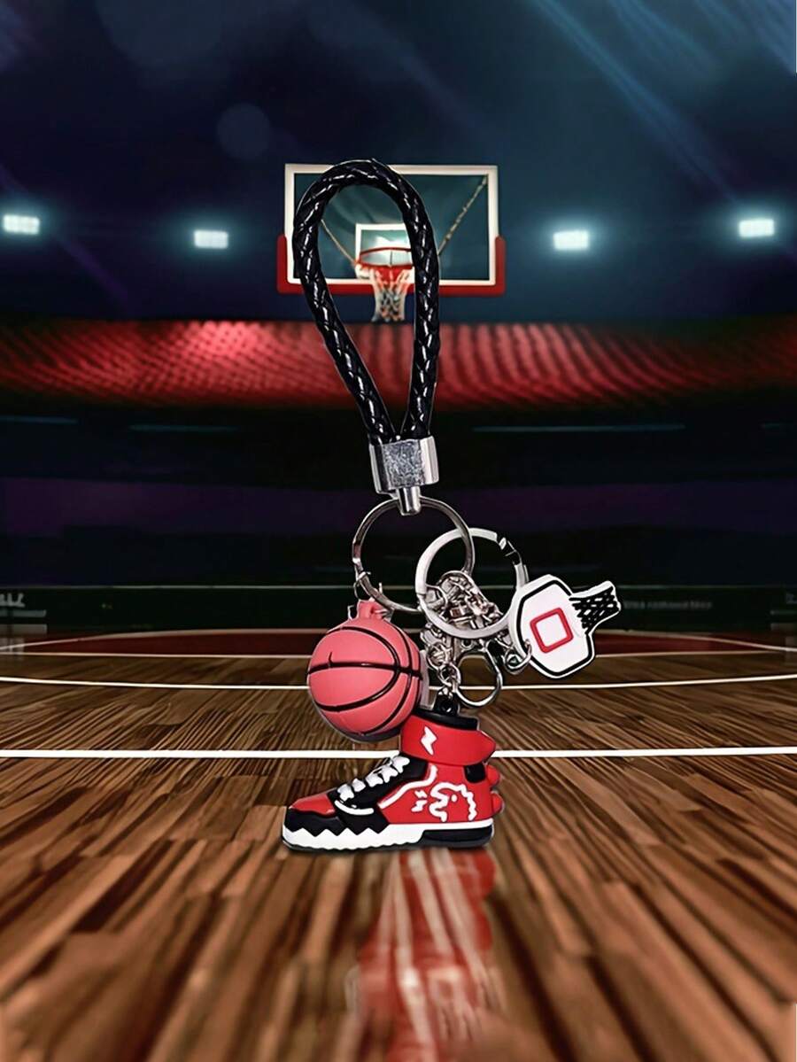 Mini 3D Basketball Keychain Sports Style Car Key Chain Backpack Pendant Bag Charm Purse Charm Keyring - Multicolor - View 1