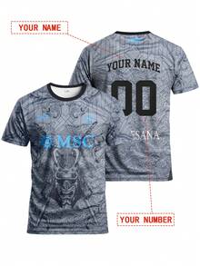 Custom Napoli Style Men's Football Jersey, Personalized With Name & Number, Comfortable Round Neck Sports Sweatshirt, Suitable For Football Training, Casual Wear, And Gift - Grey - View 10