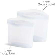 Stasher Silicone Reusable Storage Bag, 2 Cup Bowl (Clear) | Food Meal Prep Storage Container | Lunch, Travel, Makeup, Gym Bag | Freezer, Oven, Microwave, Dishwasher Safe, Leakproof - Paquete-de-2 - Ver 5