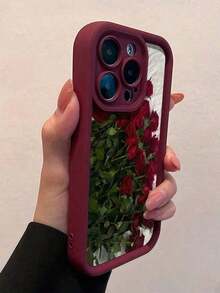 Flower  Wine Red Sea Rose TPU Anti-Drop Phone Case Compatible With IPhone 17 16 15 14 13 12 11 Pro Max, Compatible With Series Waterproof Shockproof Scratch ResistantSuitable For IPhone 17 Air - màu đen - Xem 9