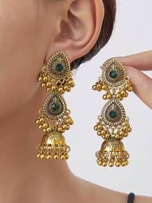 1 Pair Fashionable Bohemian Style Water Drop Jingle Bell Earrings, Suitable For Women's Daily Wear - WEH6341 Water Drop - View 1