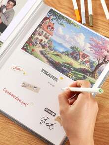 1本自粘相册，尺寸可选3x5、4x6、5x7、6x8、8x10英寸（27*24厘米），磁性剪贴簿相册，DIY，40页，亚麻封面，含DIY相册配件 - 彩色 - 查看 6