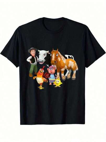 Pc G La Granja De Zenon Sudadera con Capucha o Camiseta Gráfica de Personaje de Animal de Dibujos Animados para Adultos Negra Casual de Manga Corta con Impresión Digital Lavable a Máquina Ropa de Fiesta