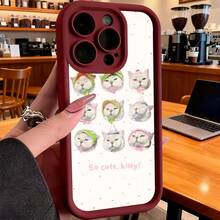 Funda de teléfono de moda, compatible con varios modelos de ,  y , funda de teléfono con caras de gato con sombreros coloridos y texto de gatito tan lindo para modelos de ,  y , protector de teléfono, funda de pareja, regalo para novio o novia, presente de vacaciones, este es un regalo popular para amigos o socios, adecuado para ocasiones de negocios. Duradera, resistente a las manchas y a las huellas dactilares, esta nueva funda para teléfono de hombres y mujeres es un gran regalo. - Burdeos - Ver 2